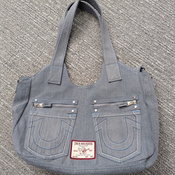 BNWT - True Religion Light Blue Denim Tote/Crossbody/Shoulder/Beach/School Bag - Picture 4 of 16
